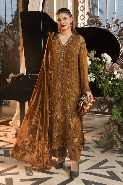 Maria.B | Embroidered Chiffon Suit | Mustard
