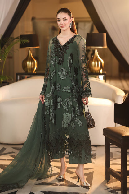 Maria.B | Embroidered Chiffon Suit | Pine Green